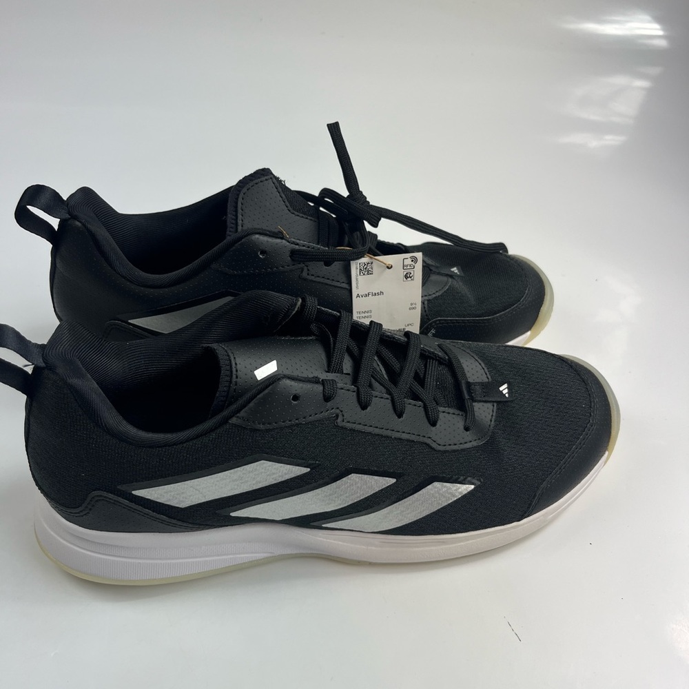 adidas Avaflash Low Black Silver Metallic Womens Tennis Shoes Size 11